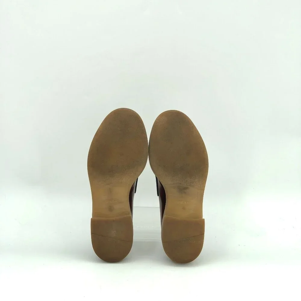 Prada Womens Brown Leather Logo Loafers Size 35 Thick Sole Made In Italy - Picture 6 of 9